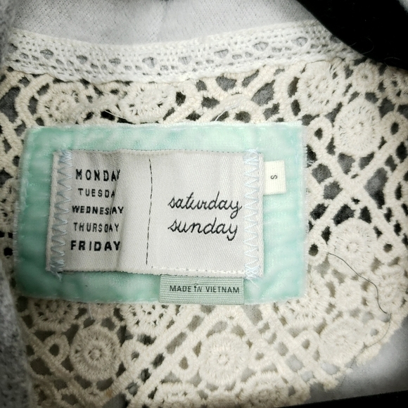 Anthropologie Saturday Sunday Elise Open Front Fringe Cardigan sweater size s - Picture 6 of 7